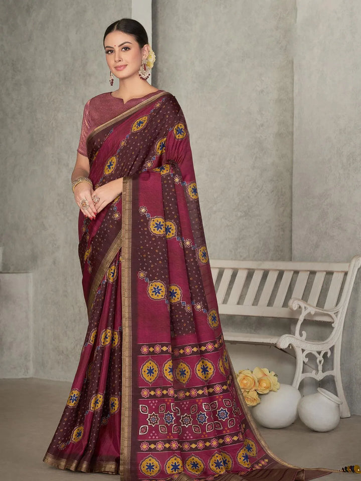 Maroon Tussar Silk Woven Design Wear Saree - VJV Now