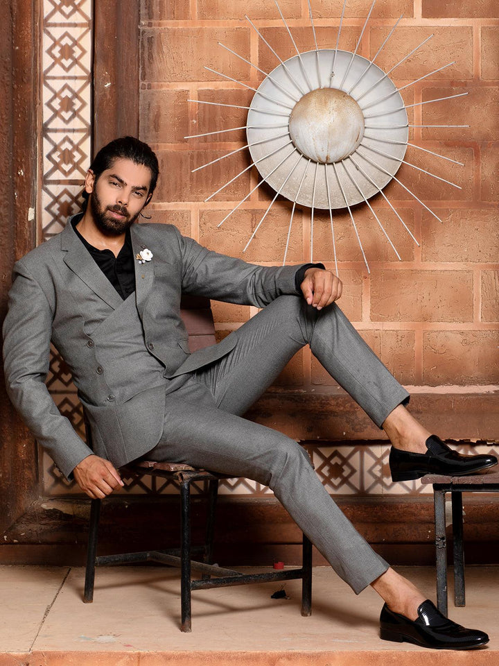 Marvelous Stylish Grey Color Men's Double Breasted Designer Suit - VJV Now