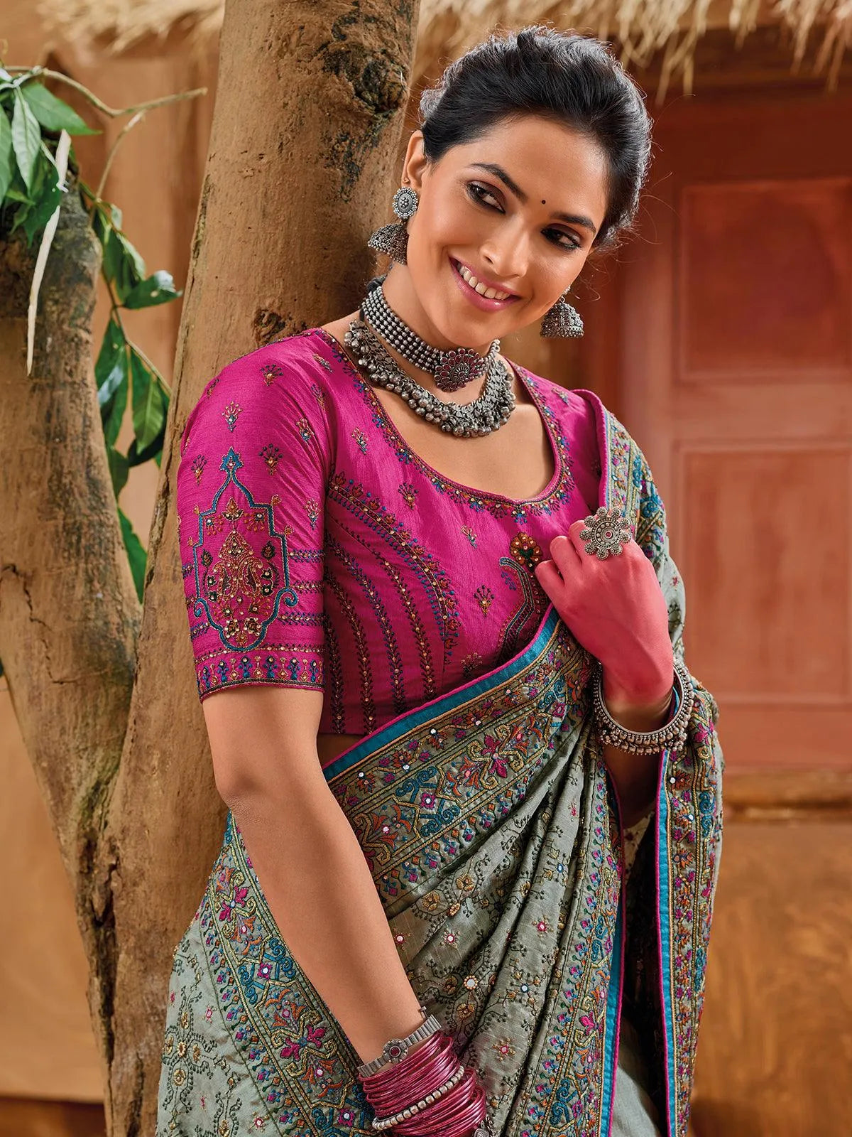 Mystical Banarasi Silk Sequins Designer Saree