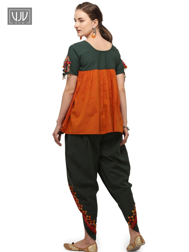 Modest Green Color Khadi Cotton Festive Wear Kedia Set - VJV Now