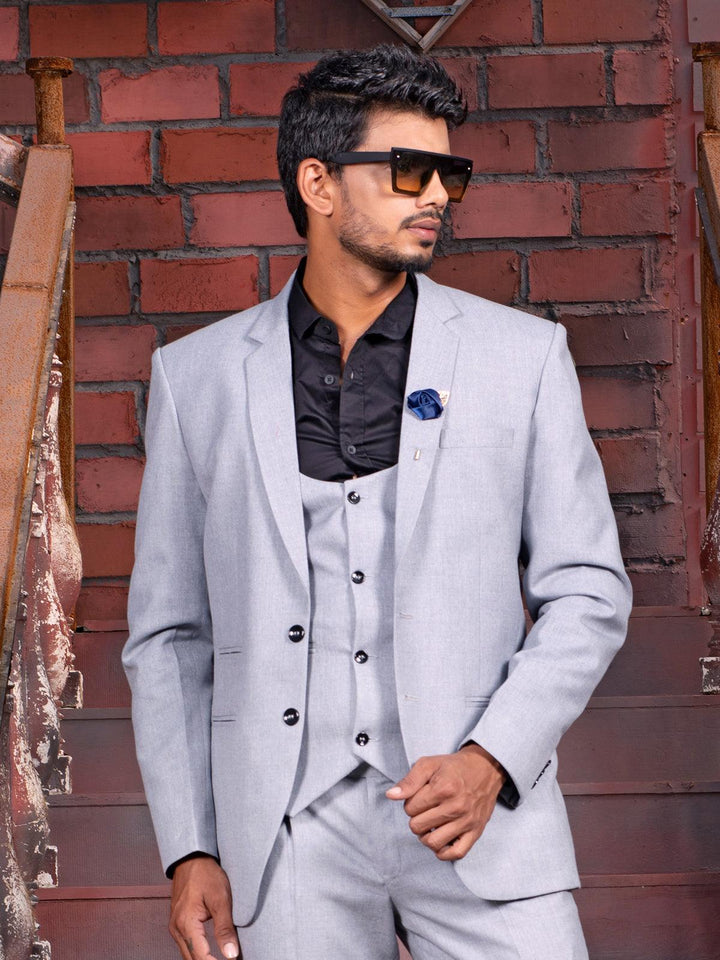 Modest Light Grey Color Men's Single Breasted Blazer - VJV Now - India