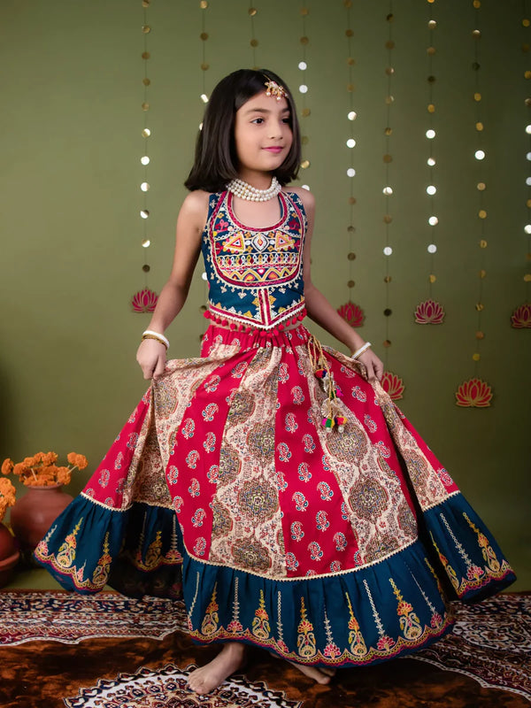 Gori Radha Lehenga Choli Set for Girls With Embroidered for Navratri