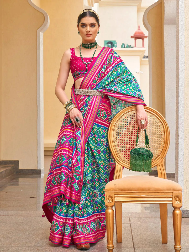 Multi Color Designer Patola Silk Saree - VJV Now