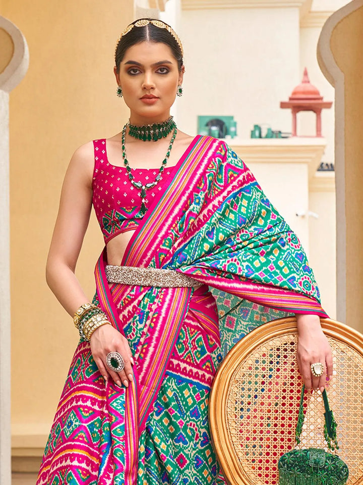 Multi Color Designer Patola Silk Saree - VJV Now