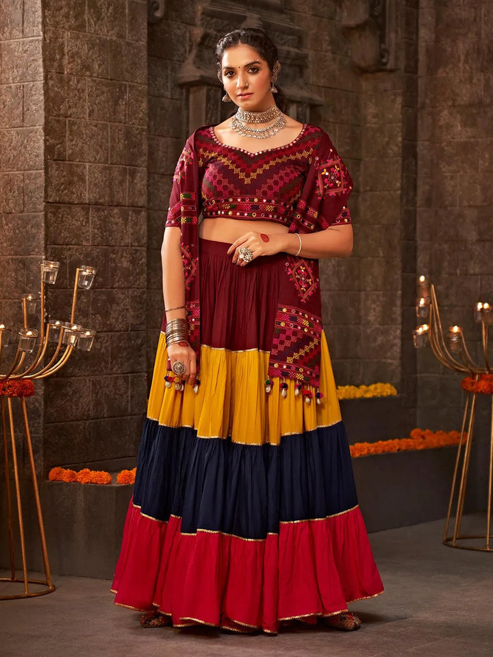 Multi Color Embroidered Navratri Festival Lehenga Choli - VJV Now