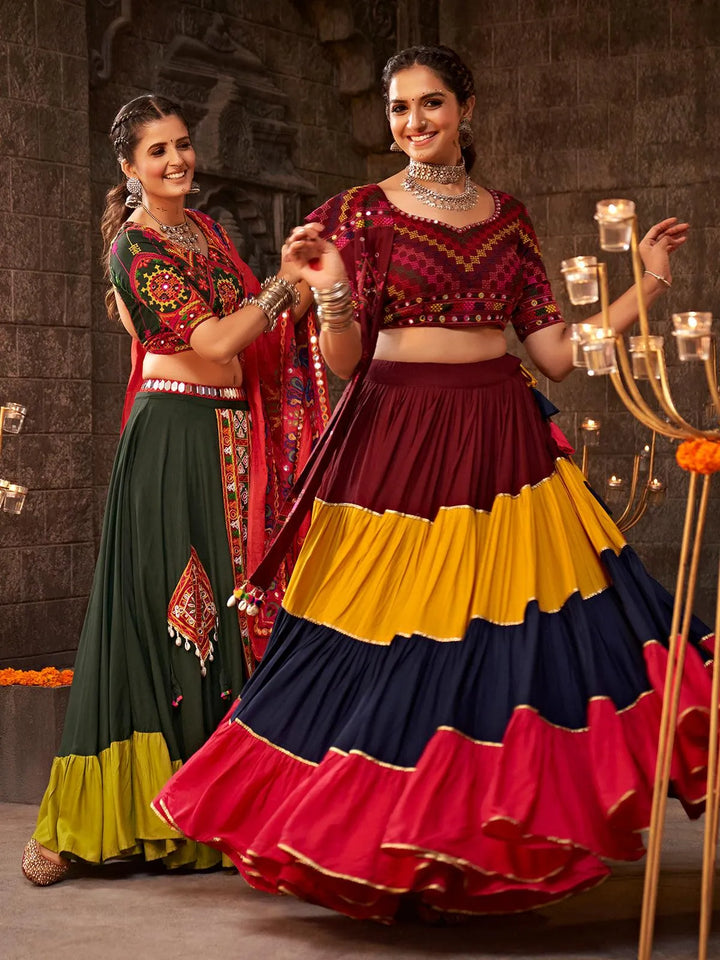 Multi Color Embroidered Navratri Festival Lehenga Choli - VJV Now