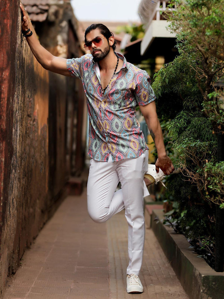 Multi Color Floral Printed Party Wear Mens Shirt - VJV Now - India