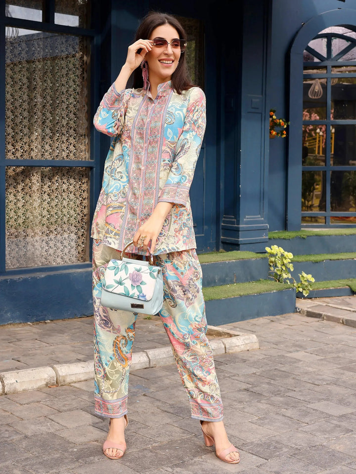 Multi Color Paisley Printed Designer Co-Ords Sets - VJV Now