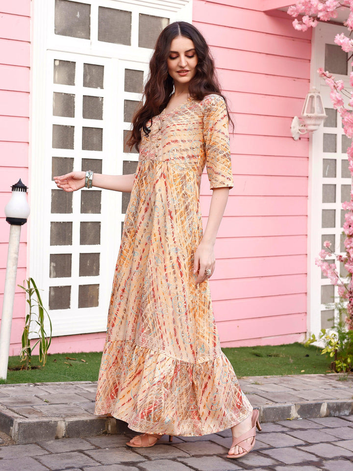 Multi Color Pattern Printed Dress Festive Wear - VJV Now