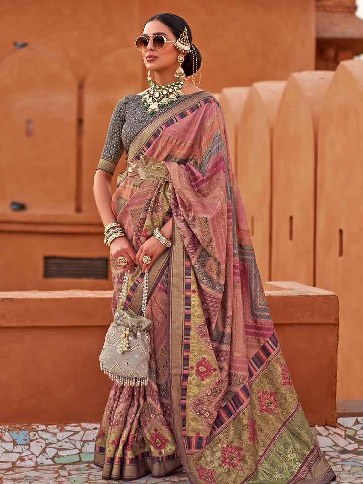 Multi Color Printed Classic Silk Saree - VJV Now