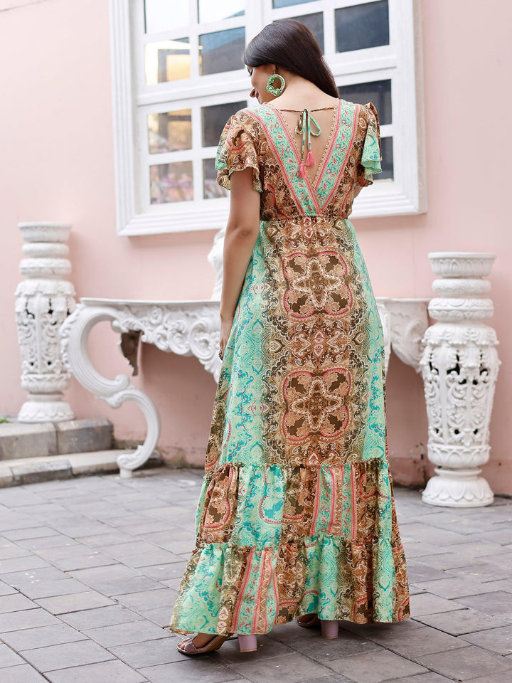 Multi Color Printed Dress Festive Wear - VJV Now