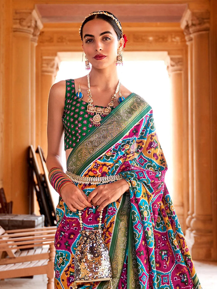 Multi Color Printed Embellished Designer Art Silk Saree - VJV Now