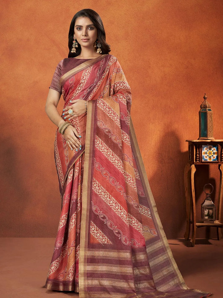 Multi Colour Printed Work Crepe Soft Silk Saree - VJV Now