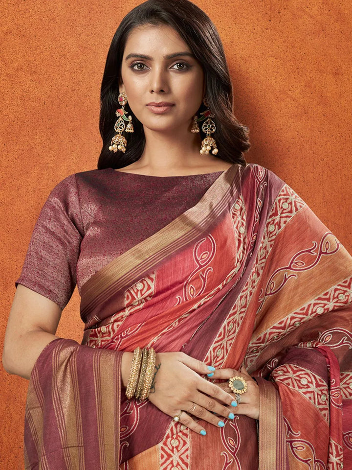 Multi Colour Printed Work Crepe Soft Silk Saree - VJV Now