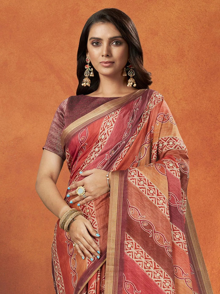 Multi Colour Printed Work Crepe Soft Silk Saree - VJV Now