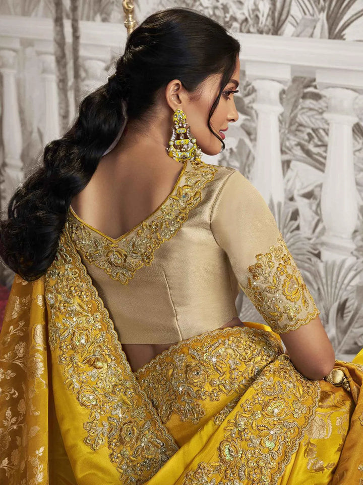 Mustard Embroidered Women's Designer Wedding Wear - VJV Now