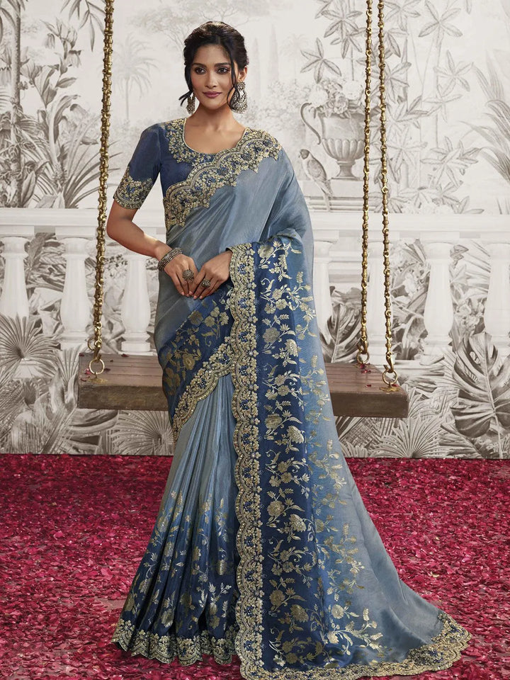 Navy Blue Embroidered Women's Designer Wedding Wear - VJV Now