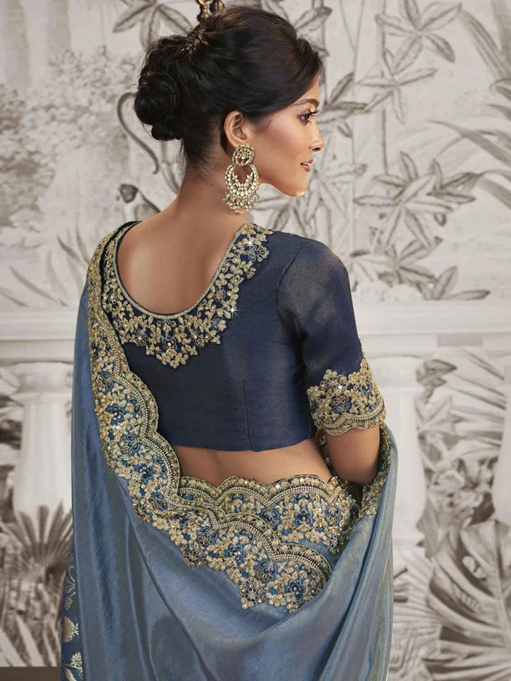 Navy Blue Embroidered Women's Designer Wedding Wear - VJV Now