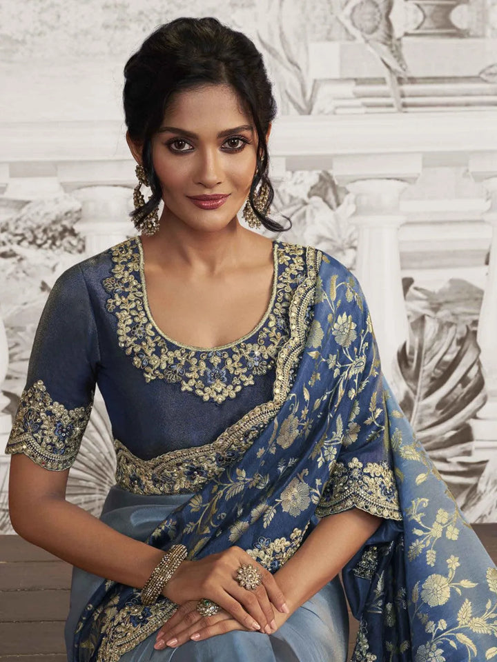 Navy Blue Embroidered Women's Designer Wedding Wear - VJV Now