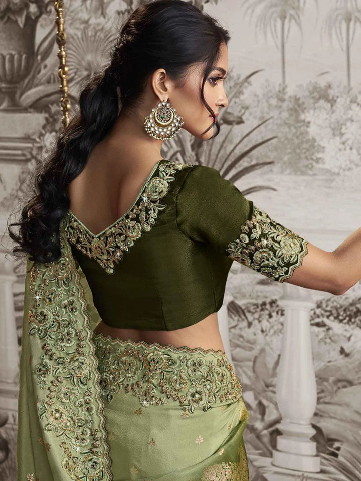 Olive Green Embroidered Women's Designer Wedding Wear - VJV Now