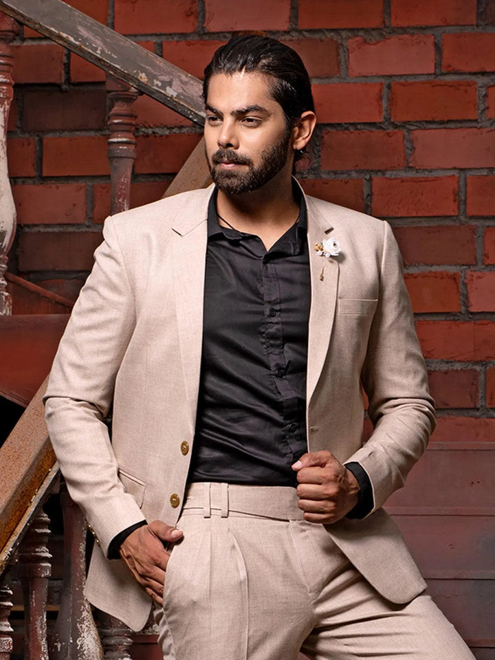 Opulent Beige Color Men's Single Breasted Blazer - VJV Now