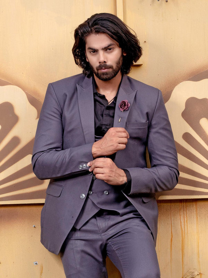 Opulent Dark Grey Color Men's Single Breasted Designer Suit - VJV Now