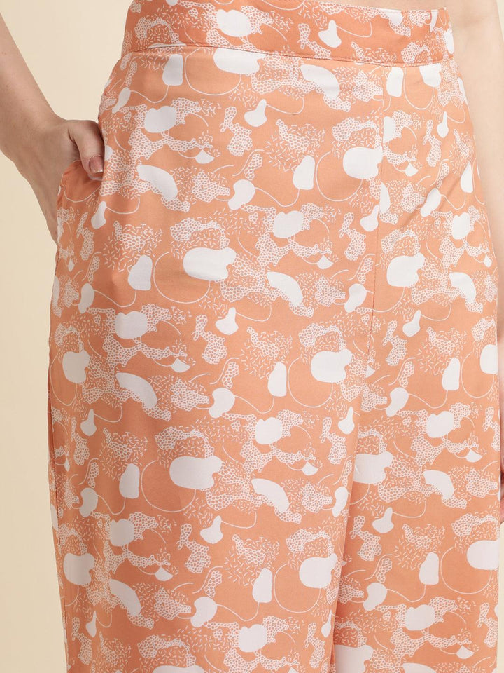 Orange Poly Crepe Digital Printed Top with Matching Bottom - VJV Now