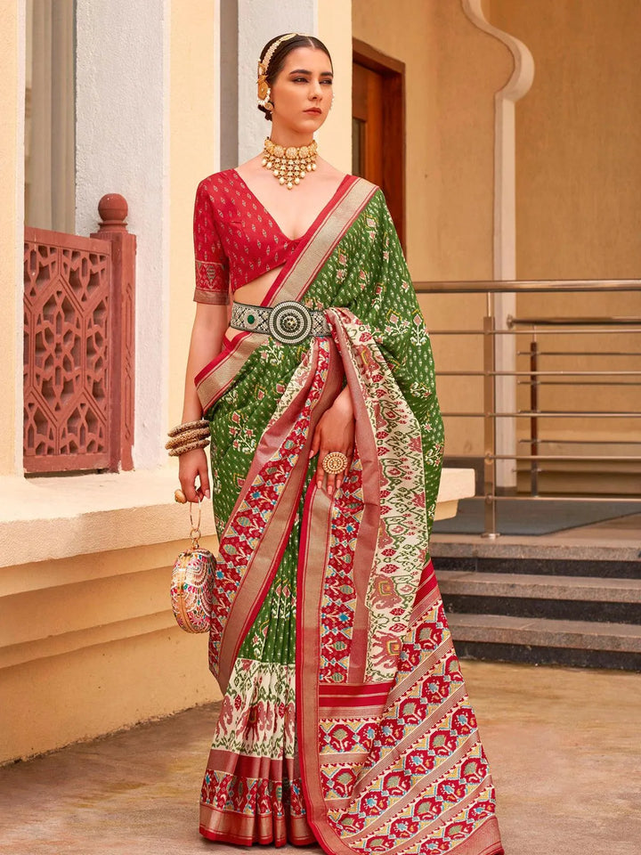 Party Wear Dark Green Digital Printed Soft Silk Saree - VJV Now