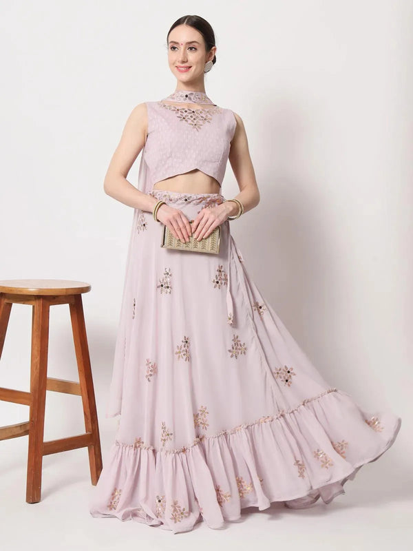 Party Wear Dusty Pink Georgette Sequins Work Lehenga Choli - VJV Now