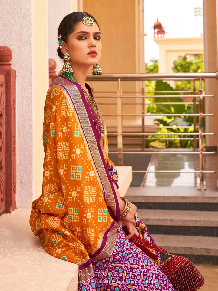 Party Wear Mustard Digital Printed Soft Silk Saree - VJV Now