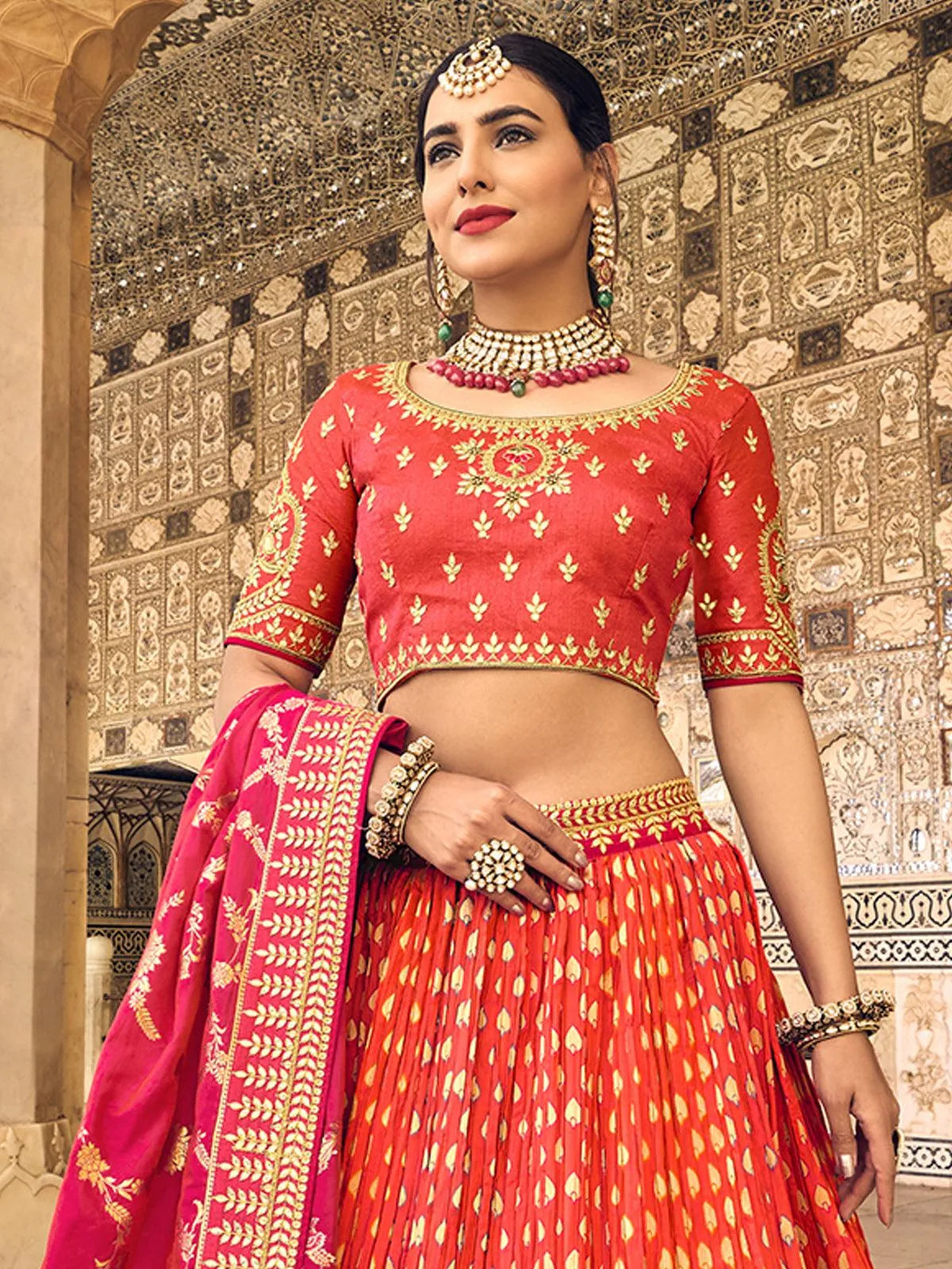 Plain Peach Color Lehenga With Fancy Pattern Top – vastracloth