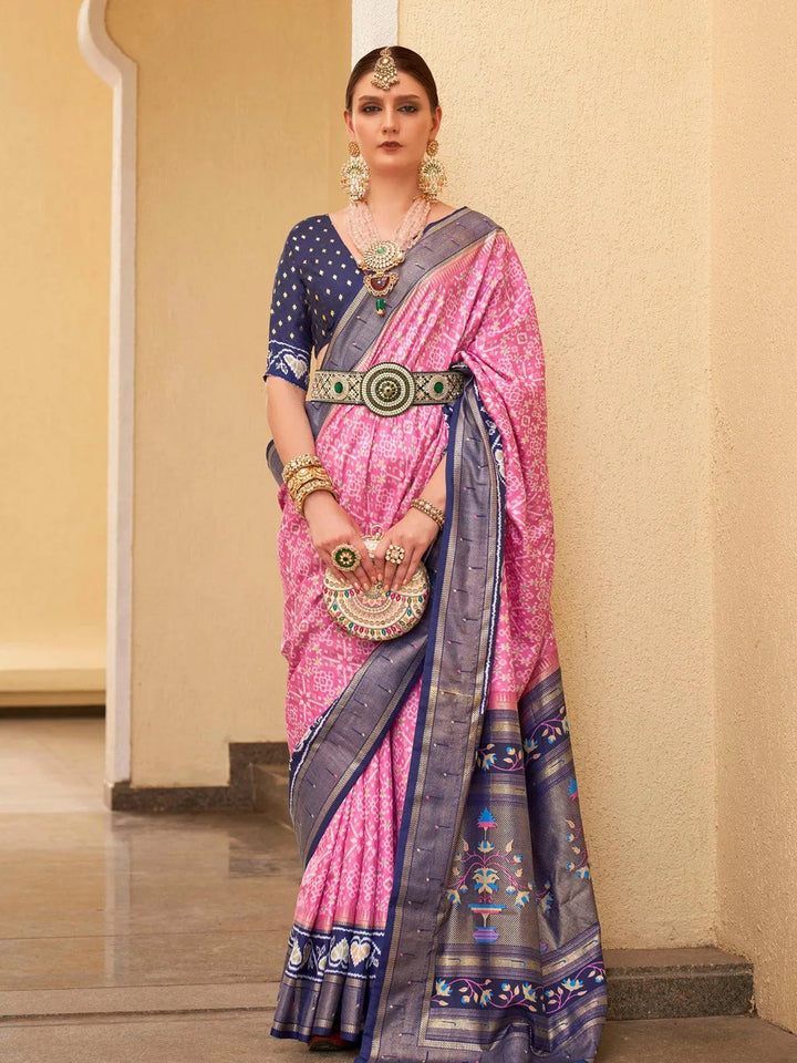 Party Wear Pink Digital Printed Soft Silk Saree - VJV Now