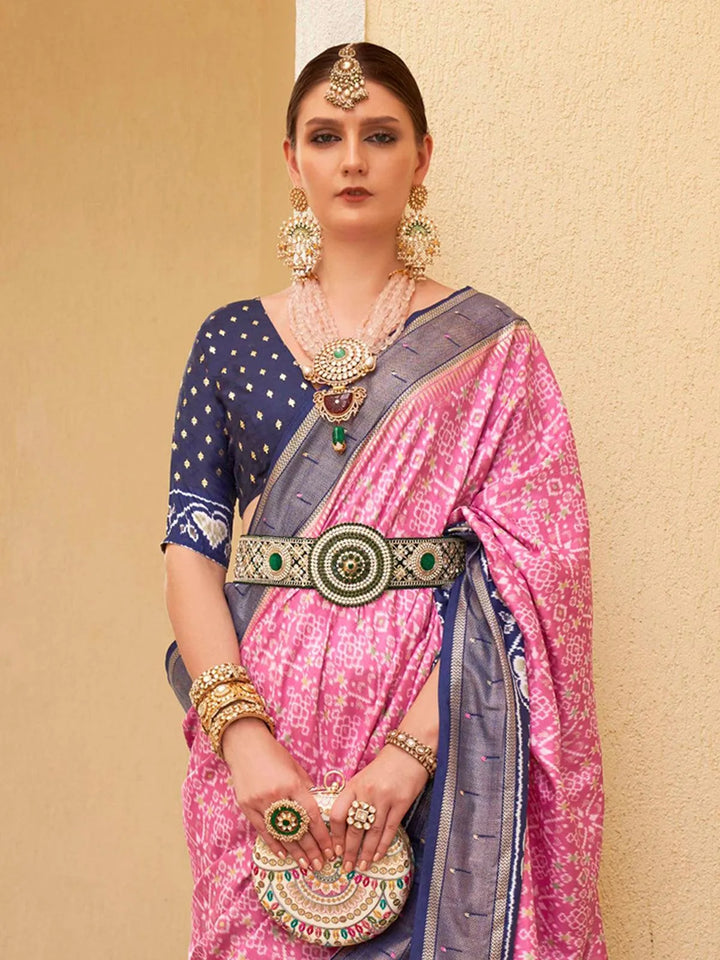 Party Wear Pink Digital Printed Soft Silk Saree - VJV Now