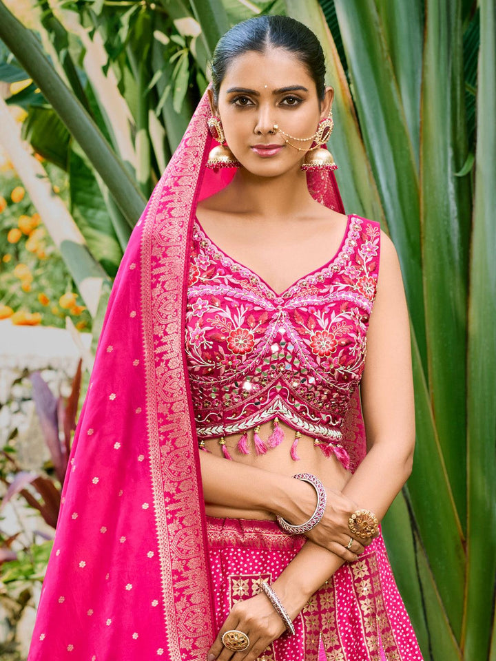 Party Wear Pink Georgette Embroidered Lehenga Choli - VJV Now