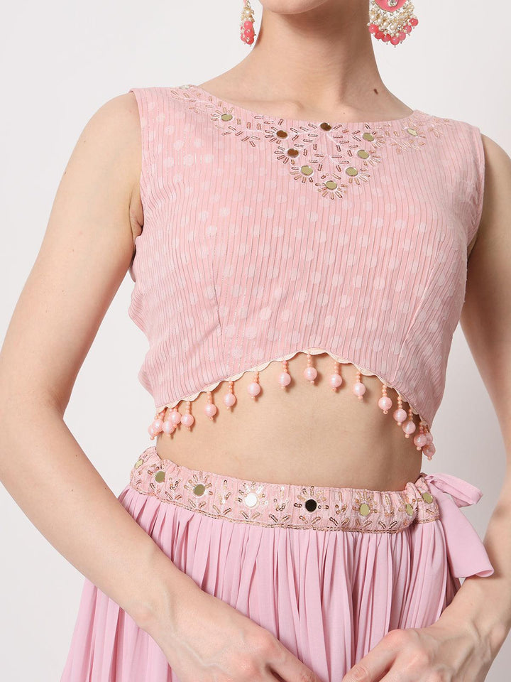 Party Wear Pink Georgette Sequins Embroidery Lehenga Choli - VJV Now