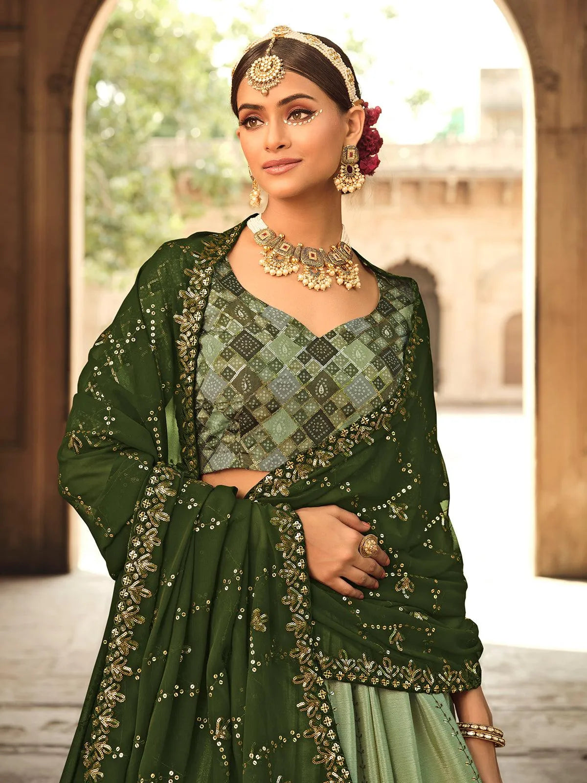 Buy Green Traditional Designer Lehenga Choli In USA, UK, Canada, Australia,  Newzeland online