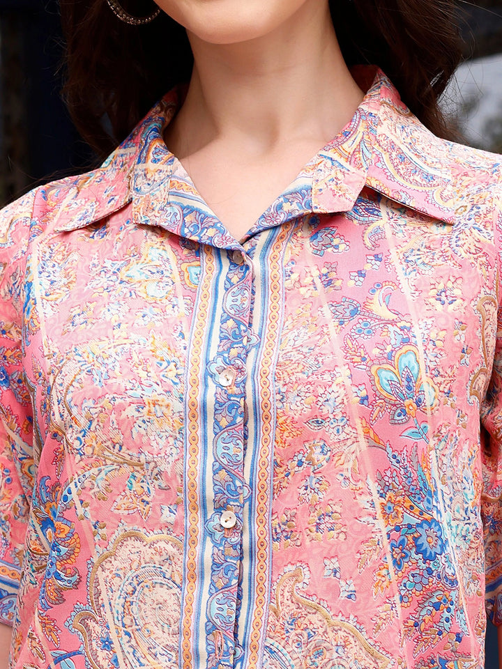 Peach Color Paisley Printed Designer Co-Ords Sets For Women - VJV Now