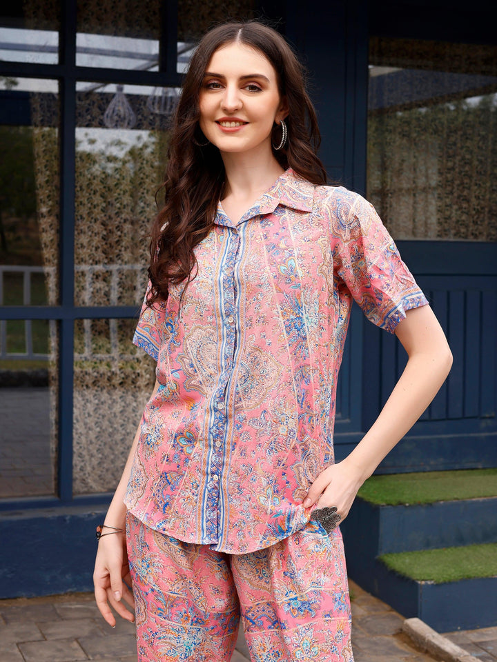 Peach Color Paisley Printed Designer Co-Ords Sets For Women - VJV Now