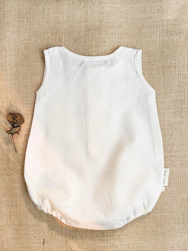 Pearl White Soft Pure Cotton Baby Unisex Bubble Romper - VJV Now