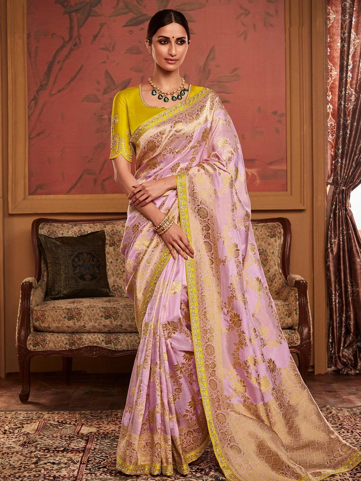 Pink Art Silk Zari Work saree - VJV Now