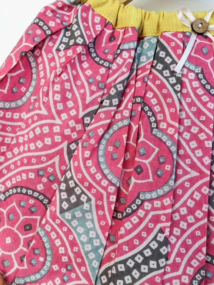 Pink Bandhani Poppy Kids Summer Skirt Top With Bloomer - VJV Now
