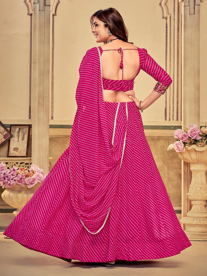 Pink Lahariya Georgette Choli with Embroidery & Mirror Work - Perfect for Navratri - VJV Now