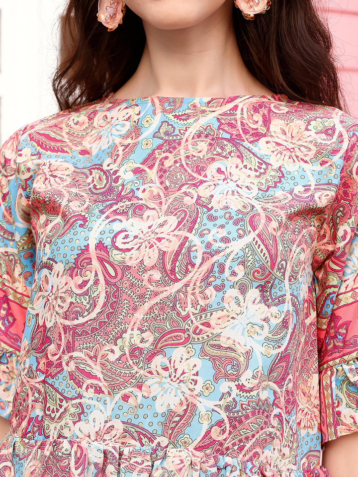 Pink Paisley Printed Designer Ready To Wear Co-Ords Sets - VJV Now