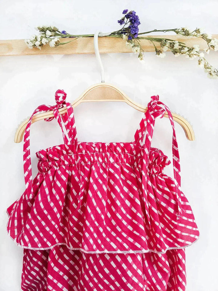 Pink Striped Comfortable Baby Frilled Bodice Playsuit - VJV Now