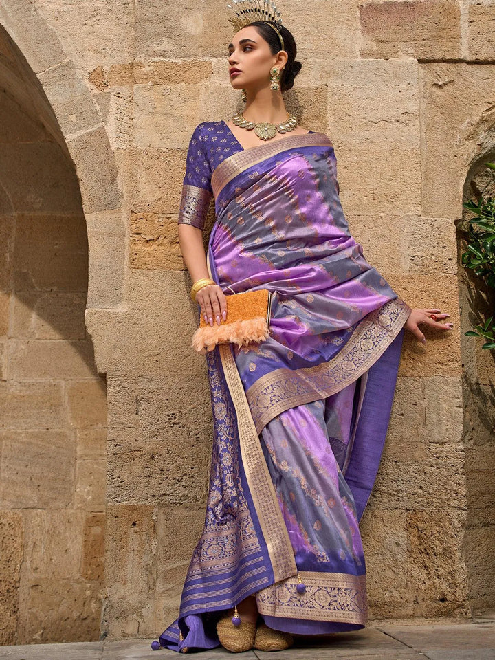 Purple Art Silk Zari Work Saree Designer Wear - VJV Now