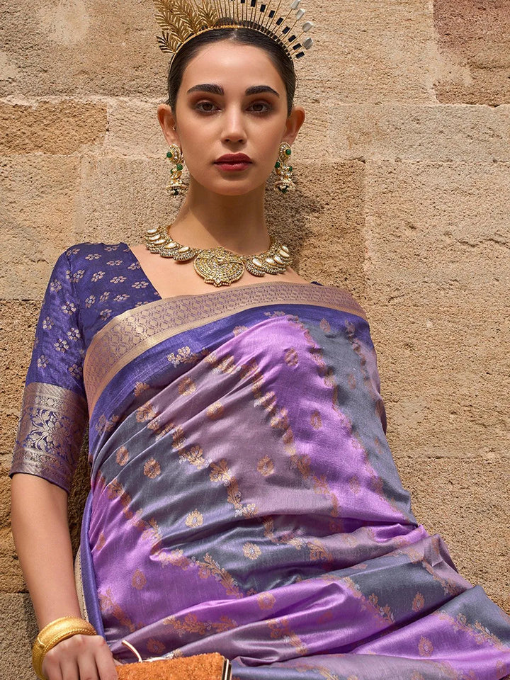 Purple Art Silk Zari Work Saree Designer Wear - VJV Now