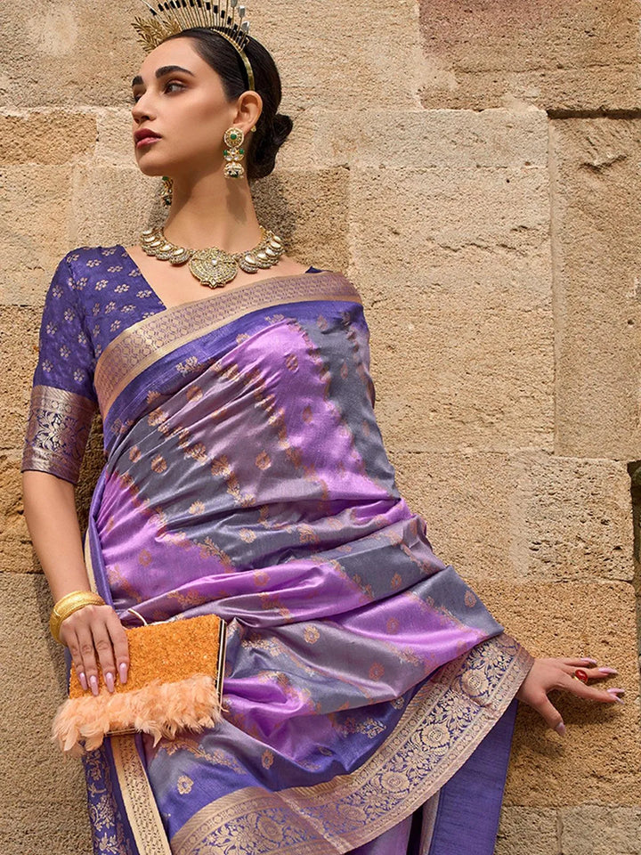 Purple Art Silk Zari Work Saree Designer Wear - VJV Now