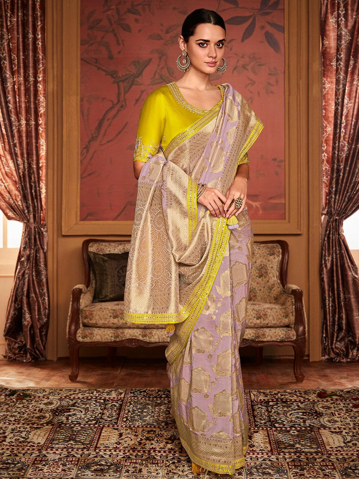 Purple Art Silk Zari Work saree - VJV Now