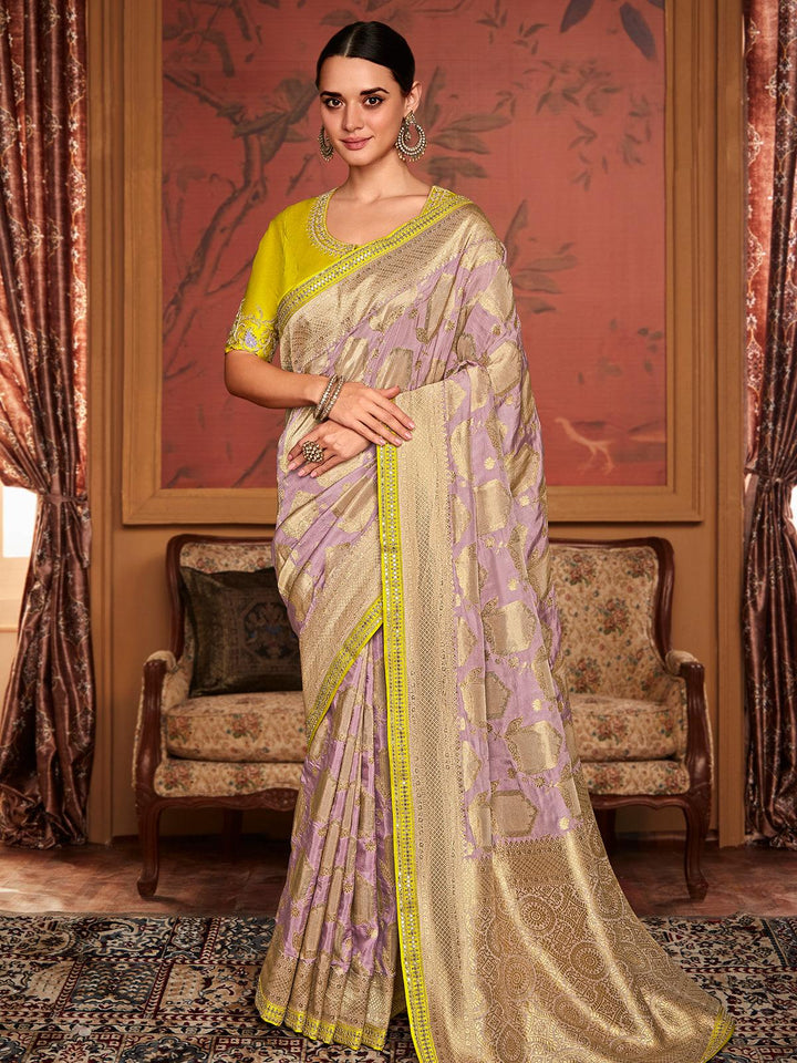 Purple Art Silk Zari Work saree - VJV Now