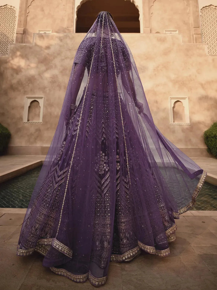 Purple Embroidered and Hand Work Designer Lehenga Choli - VJV Now